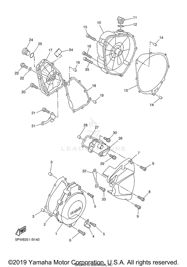 Crankcase Cover 1 R1 - YZFR1RC - 2003 Schematic