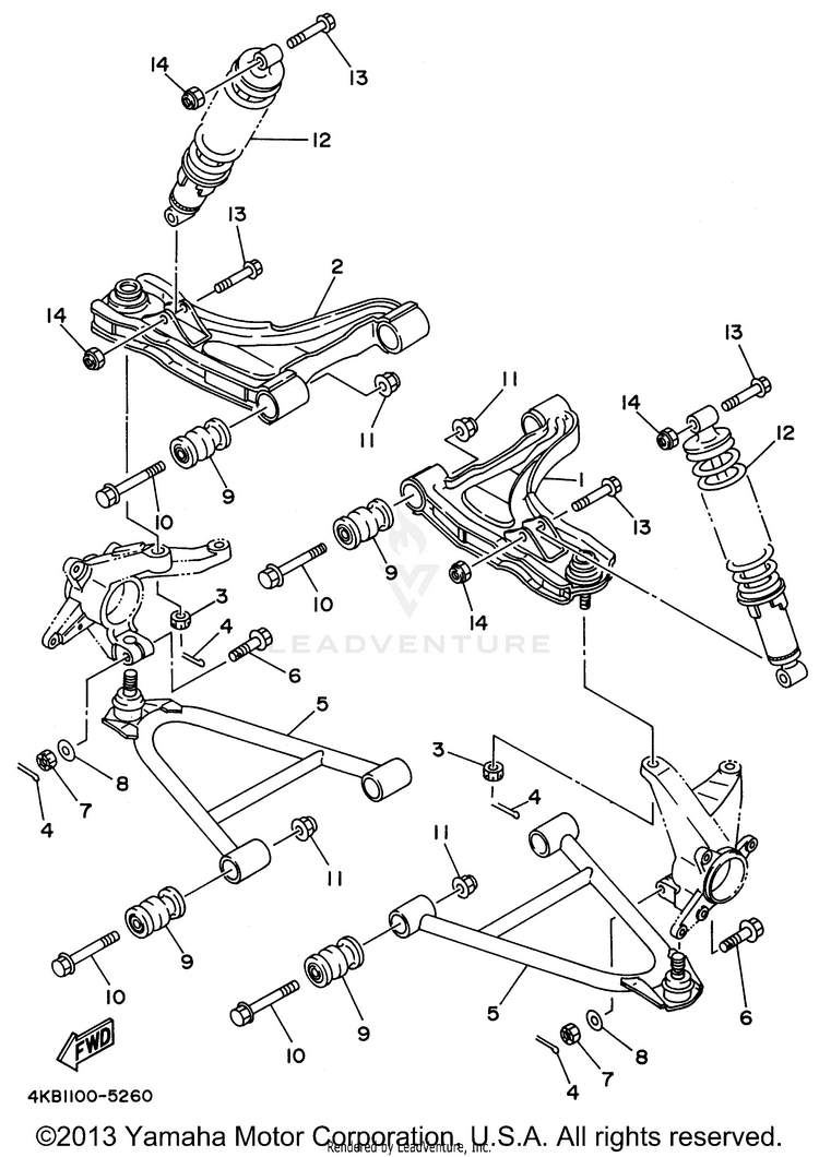 Front Suspension - Wheel WOLVERINE 4WD - YFM350FXH - 1996 Schematic