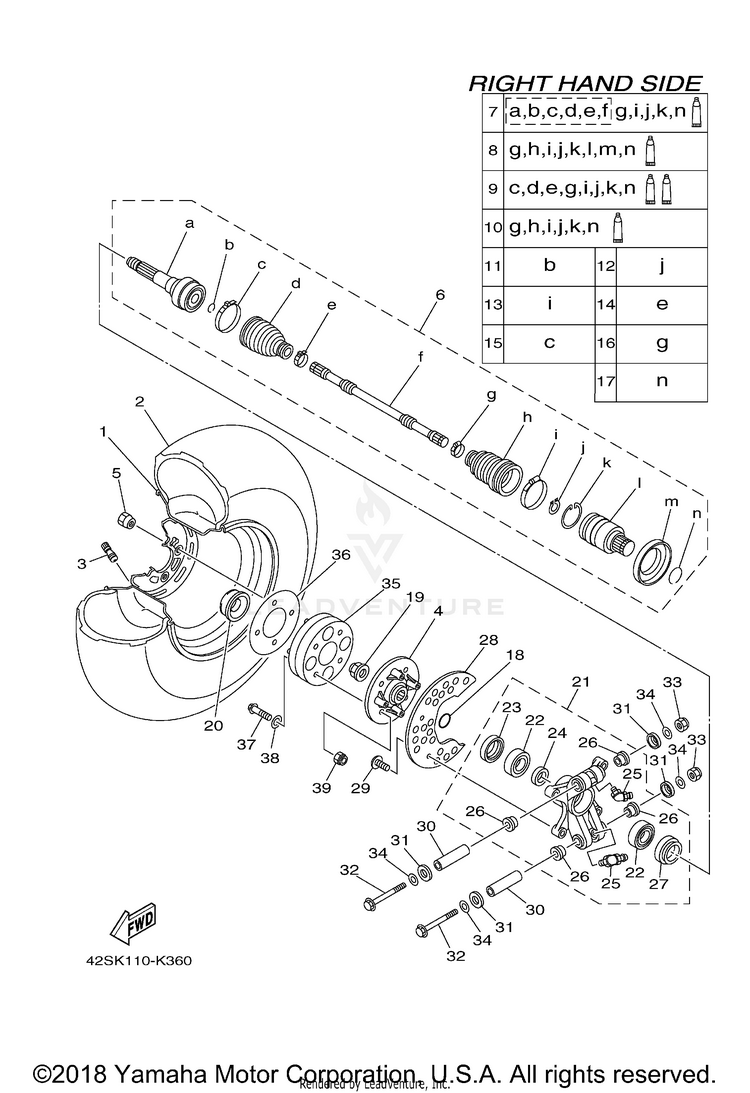 Rear Wheel 2 700 1RBD - YXR7FDGR - 2013 Schematic