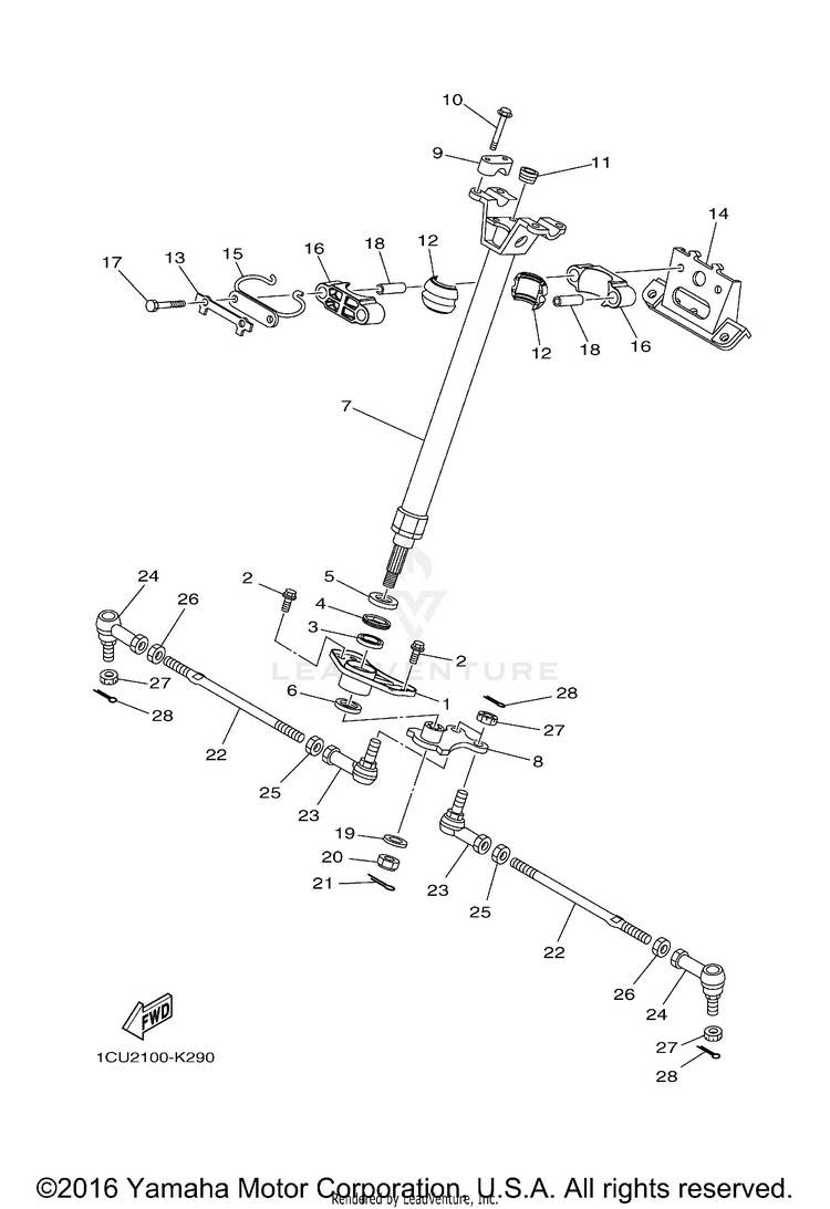 Steering GRIZZLY 450 4WD - YFM45FGBGR - 2012 Schematic