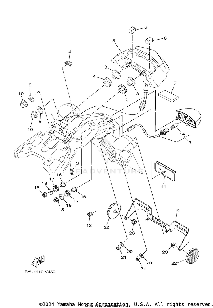 Taillight TENERE 700 - XTZ7NB - 2022 Schematic