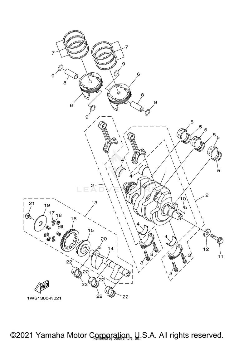Crankshaft Piston FZ07 - FZ07FCGY - 2015 Schematic