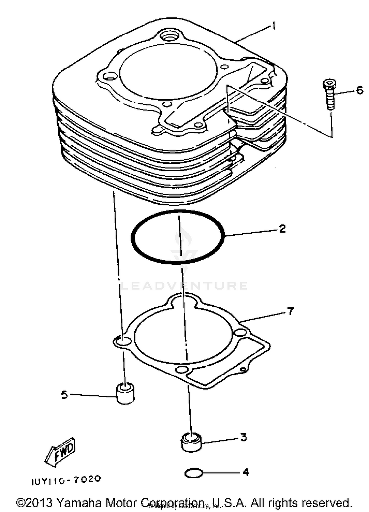 Cylinder BIG BEAR 4WD - YFM350FWE - 1993 Schematic