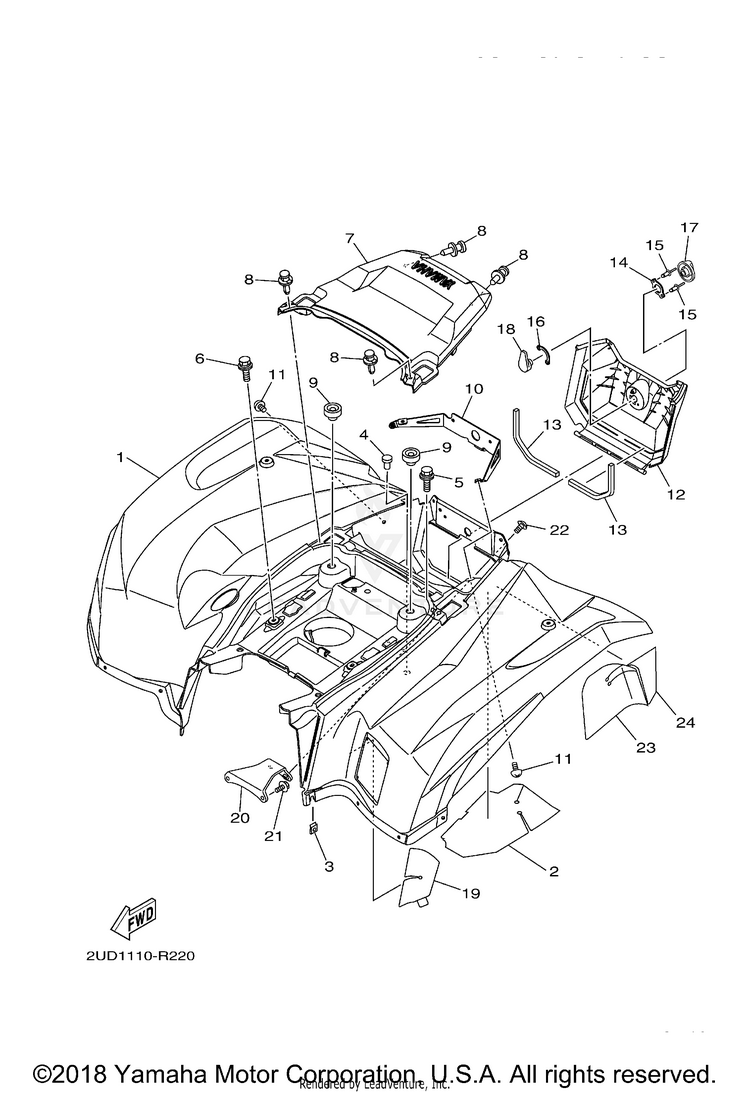 Rear Fender GRIZZLY EPS 4WD HUNT - YFM70GPHKH - 2019 Schematic