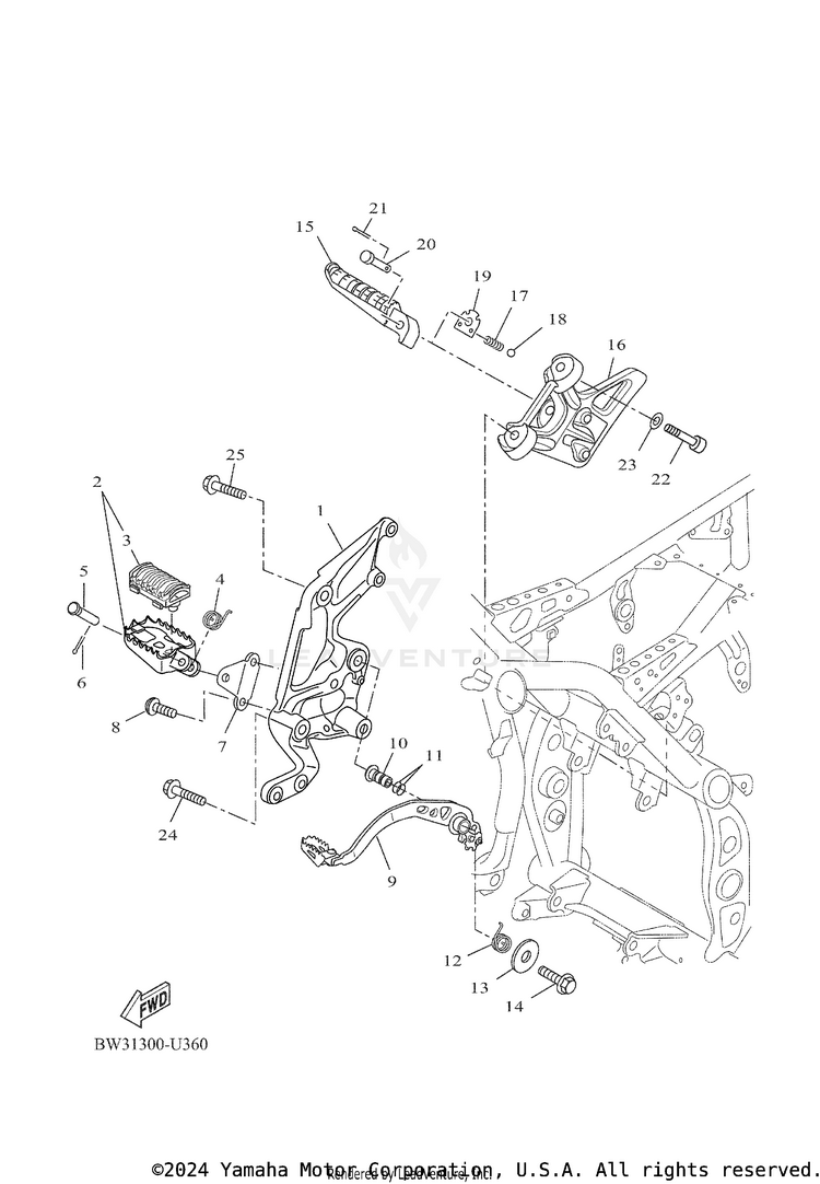 Stand & Footrest 2 TENERE 700 - XTZ7NB - 2022 Schematic