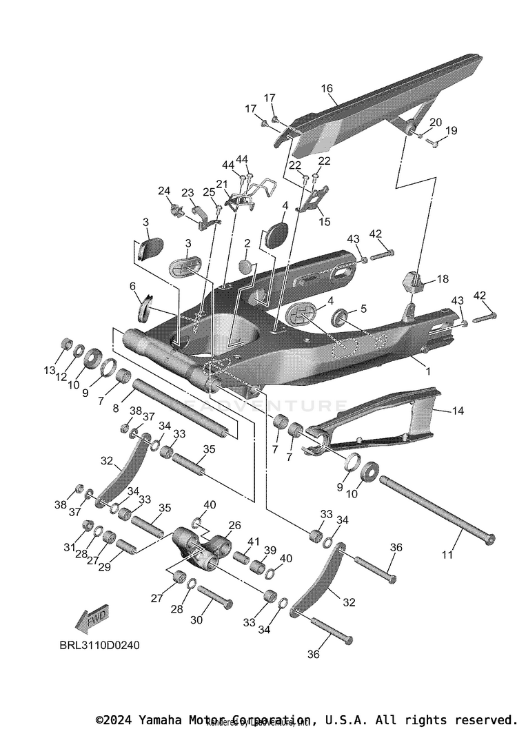 Rear Arm TENERE 700 WORLD RAI - XTZ7WRTCB - 2026 Schematic