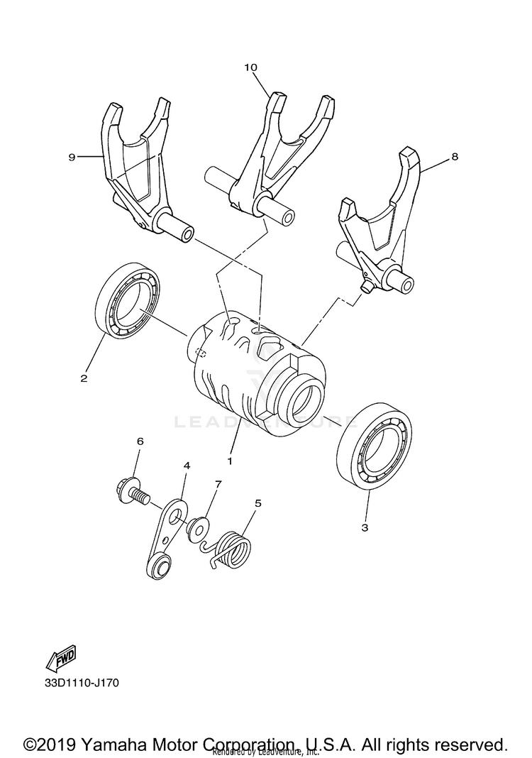 Shift Cam Fork YZ450F - YZ450FAB - 2011 Schematic