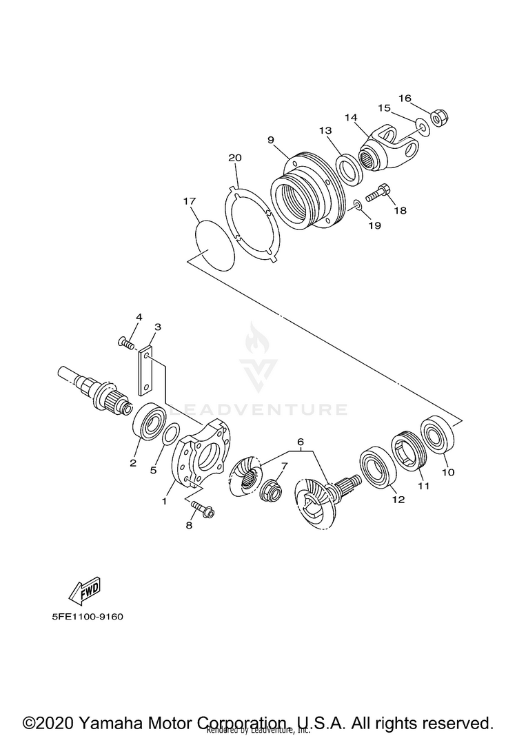 Middle Drive Gear BIG BEAR 2WD YFM400H - YFM400HN - 2001 Schematic