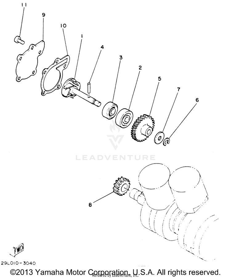 Water Pump BANSHEE - YFZ350F - 1994 Schematic