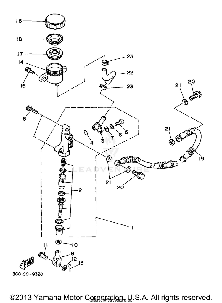 Rear Master Cylinder BANSHEE - YFZ350J - 1997 Schematic