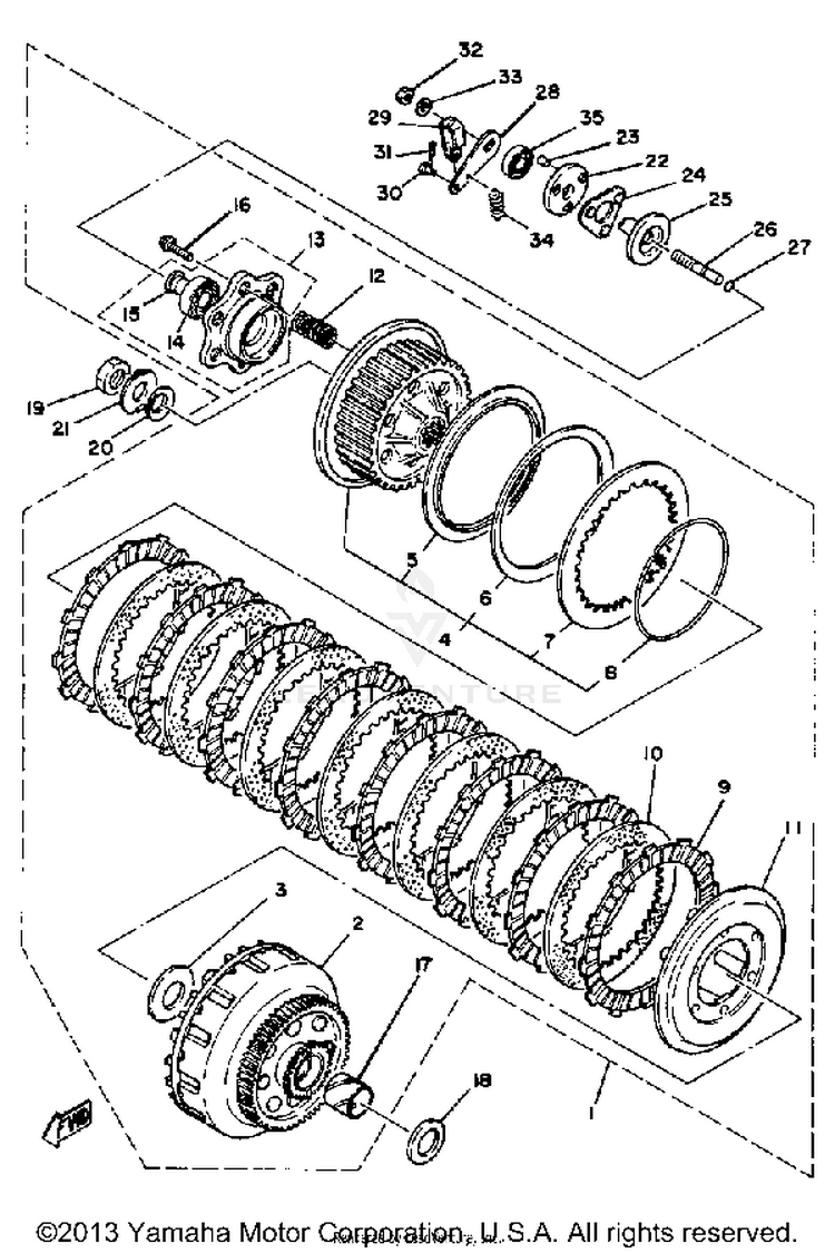 Clutch XS1100SH - 1981 Schematic