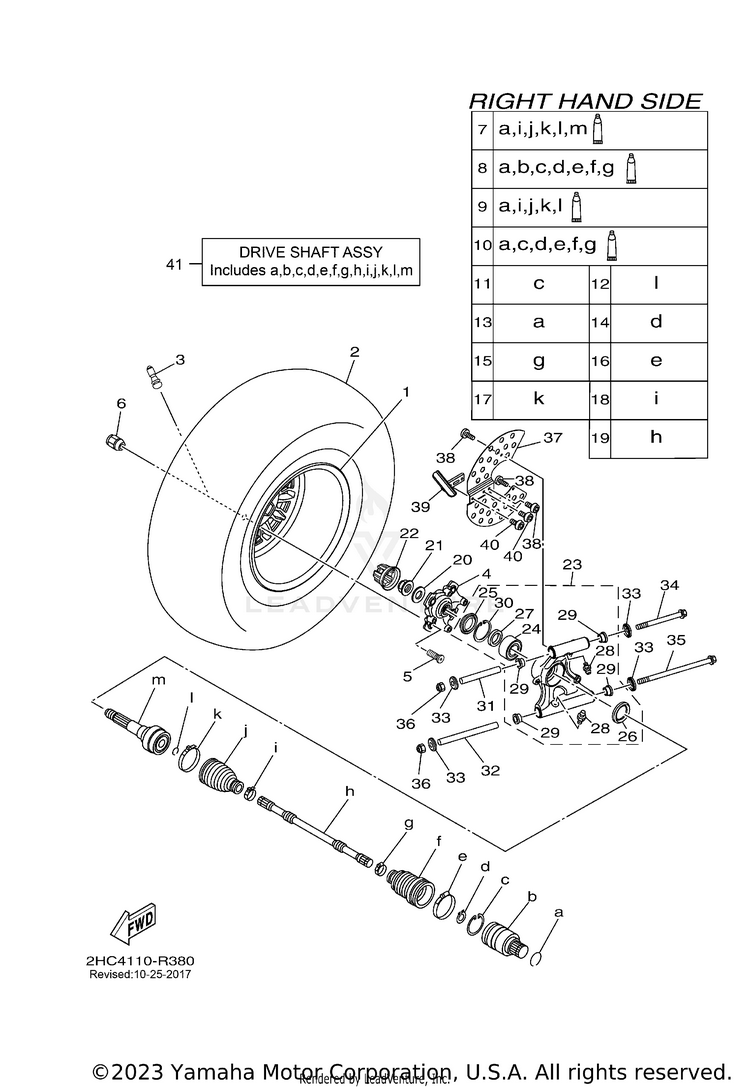 Rear Wheel 2 YXZ1000 EPS - YXZ10YPXGL - 2016 Schematic