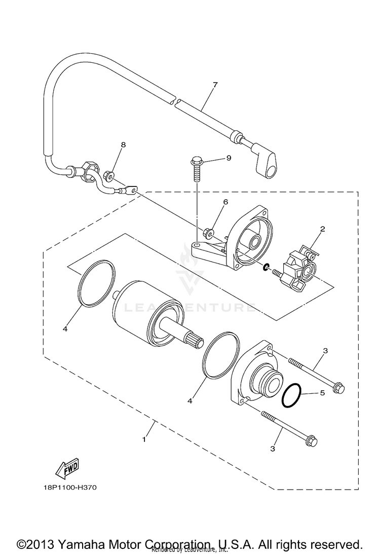 Starting Motor YFZ450R (BLUISH WHITE SOLID 1) - YFZ450RYW - 2009 Schematic