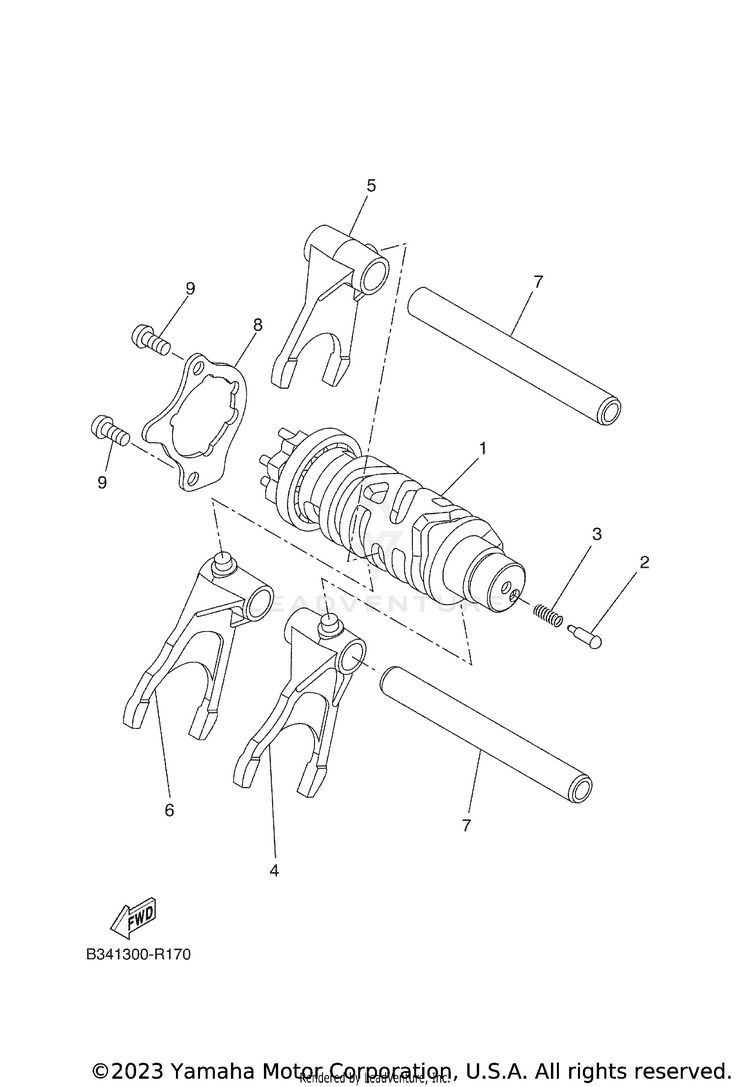 Shift Cam & Fork Schematic