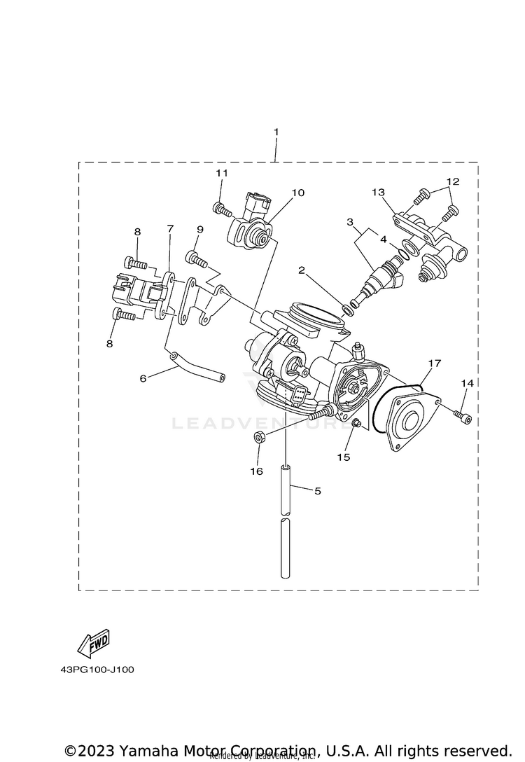 Throttle Body Assy 1 700 FI  EPS 4WD SPECIAL EDITION - YFM7FGPSEZ - 2010 Schematic