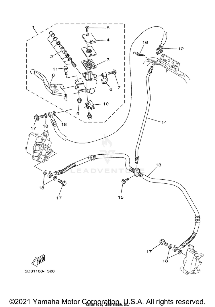 Front Master Cylinder YFZ450 SPECIAL EDITI - YFZ450SP2X - 2008 Schematic