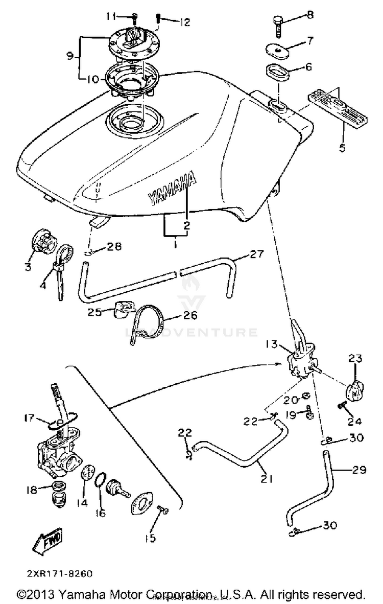 Fuel Tank (Non-California Model Only) Schematic