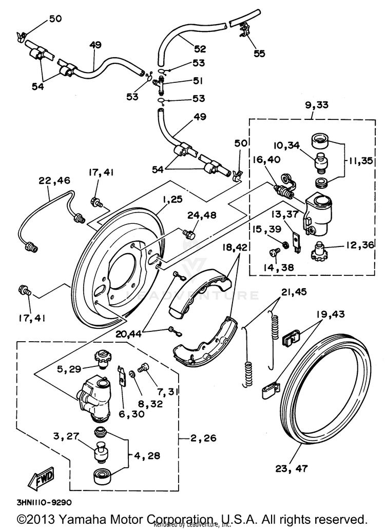 Front Brake BIG BEAR 4WD - YFM350FWG - 1995 Schematic