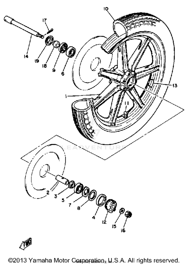 Front Wheel XS1100SG - 1980 Schematic