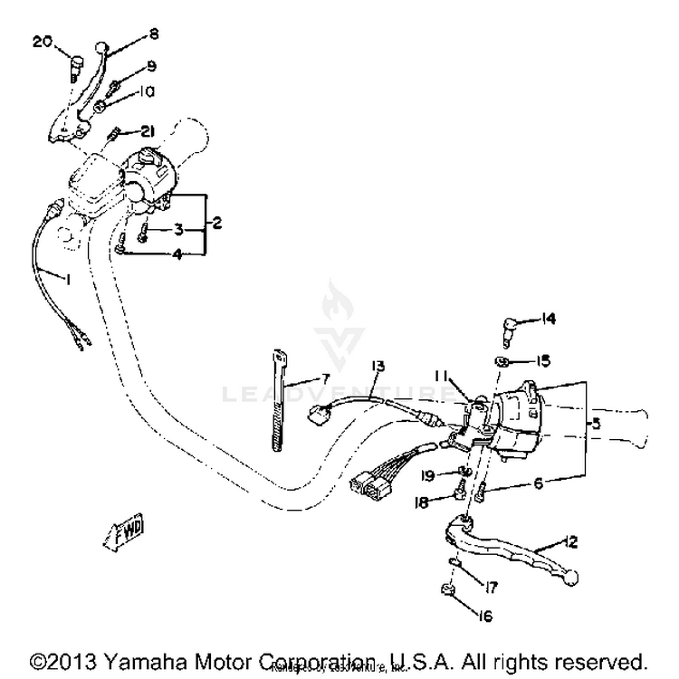 Handle Switch Lever XS1100LH - 1981 Schematic