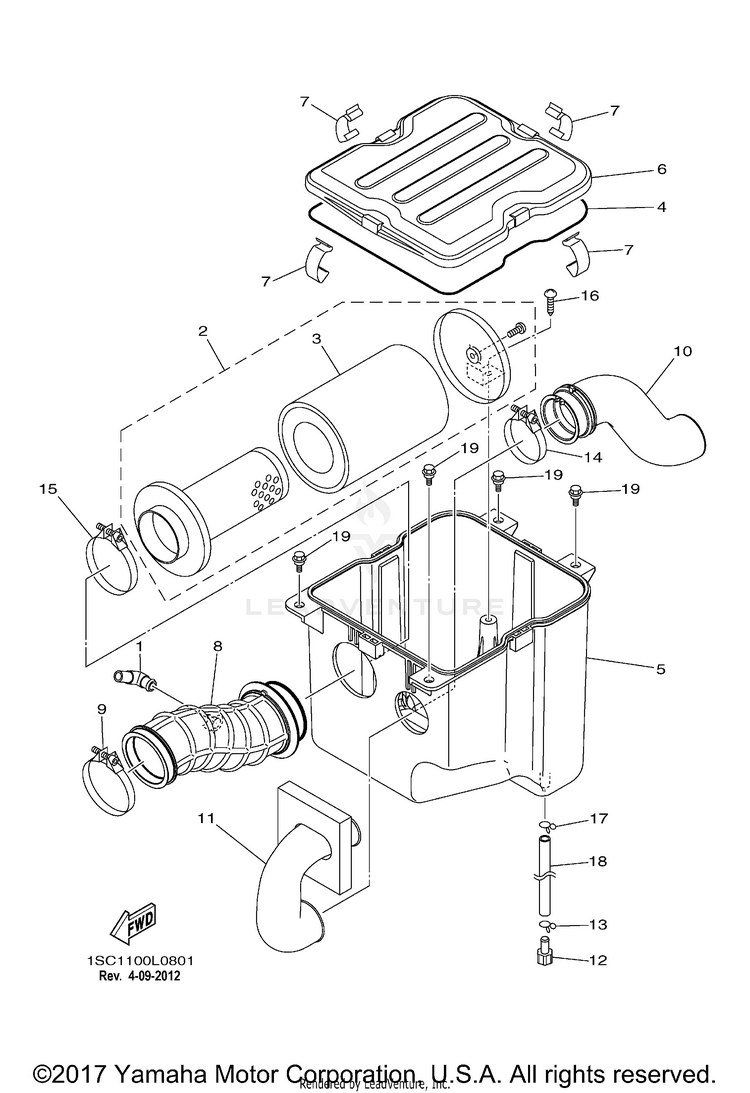 Intake GRIZZLY 300 - YFM30GBGR - 2012 Schematic