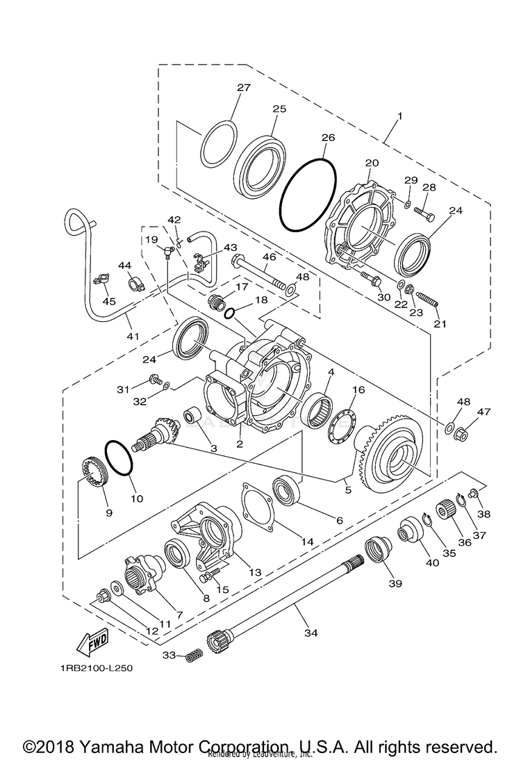 Drive Shaft RHINO 700 - YXR7FBGR - 2012 Schematic