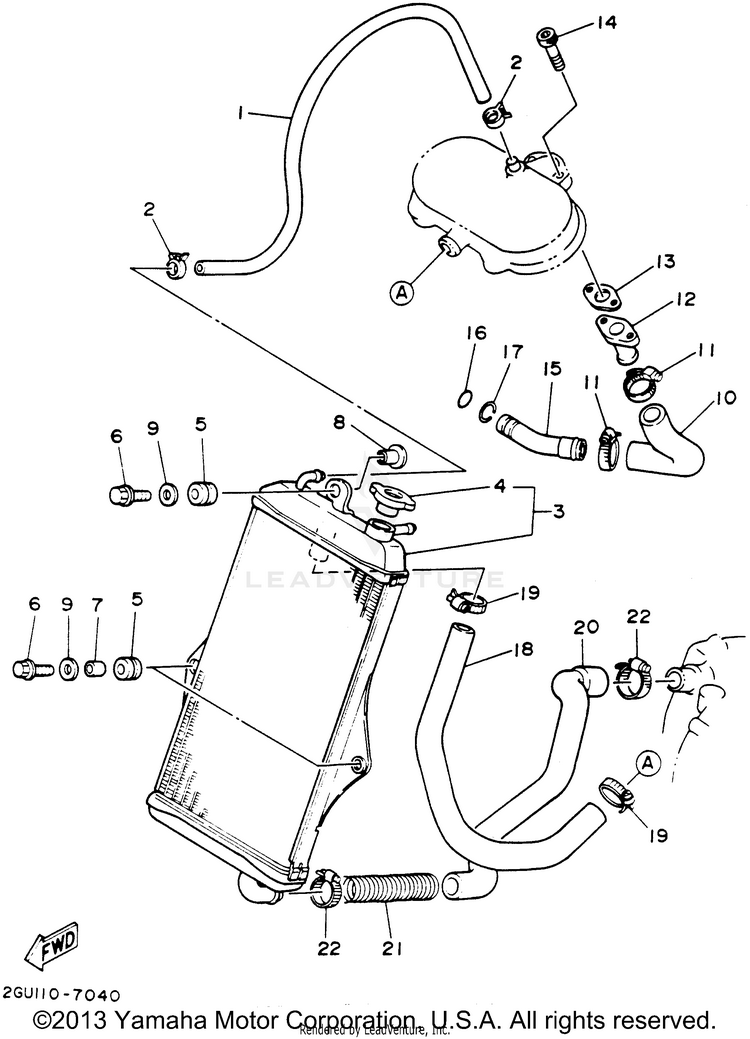 Radiator - Hose BANSHEE - YFZ350F - 1994 Schematic