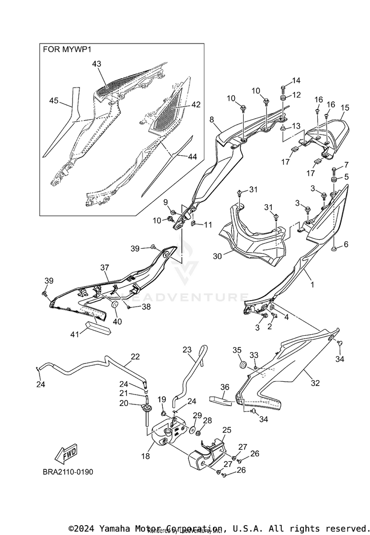 Side Cover YZFR3 ABS - YZFR3ASCB - 2025 Schematic
