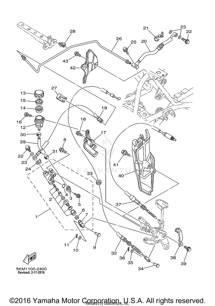 Rear Master Cylinder GRIZZLY 600 METALLIC SILVER - YFM660FPS - 2002 Schematic