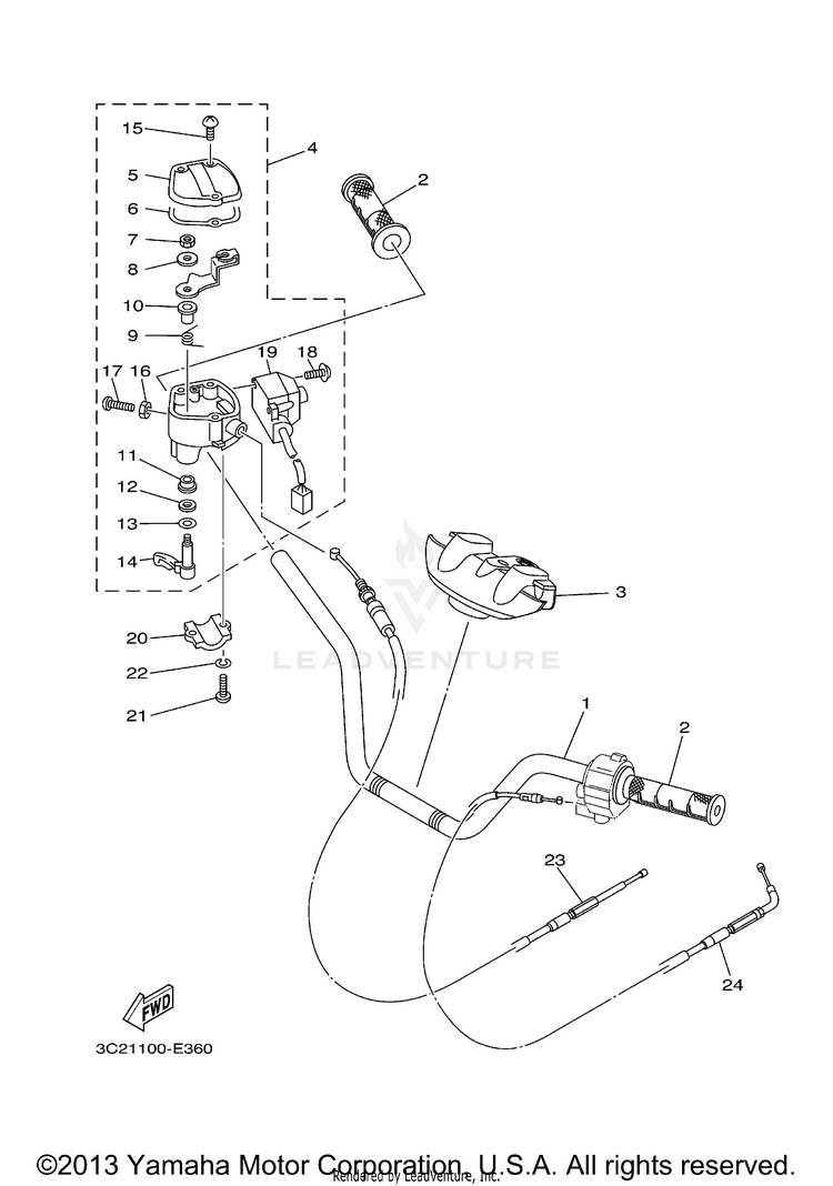 Steering Handle & Cable Schematic