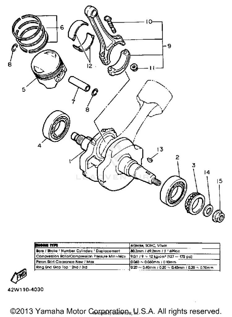 Crankshaft Piston VIRAGO 700 - XV700SSC - 1986 Schematic