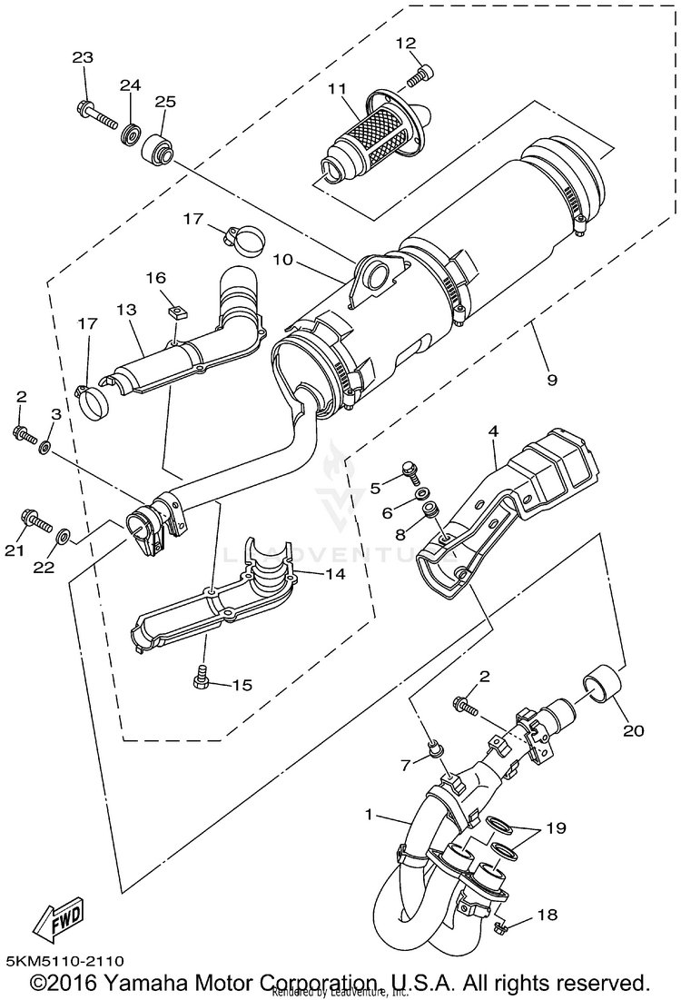 Exhaust GRIZZLY 660 - YFM660FP - 2002 Schematic