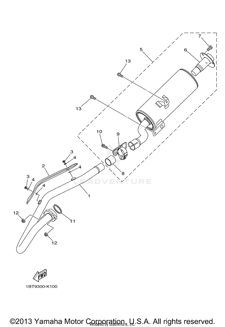 Exhaust RAPTOR 250 - YFM25RAL - 2011 Schematic