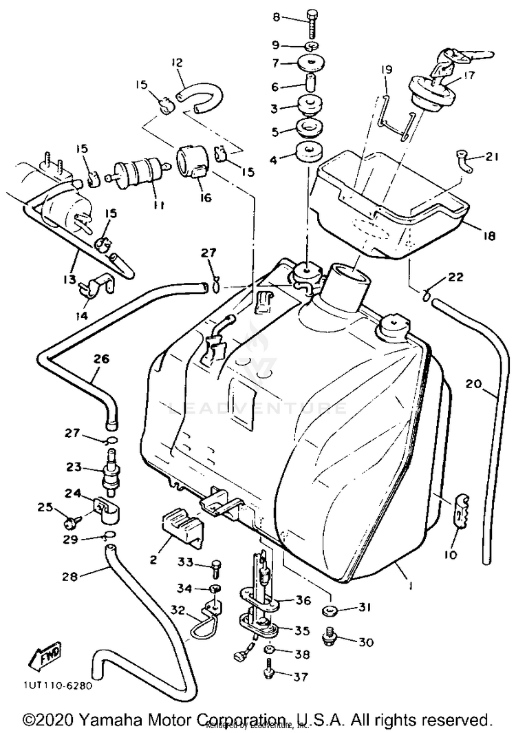 Fuel Tank Non California Model Schematic