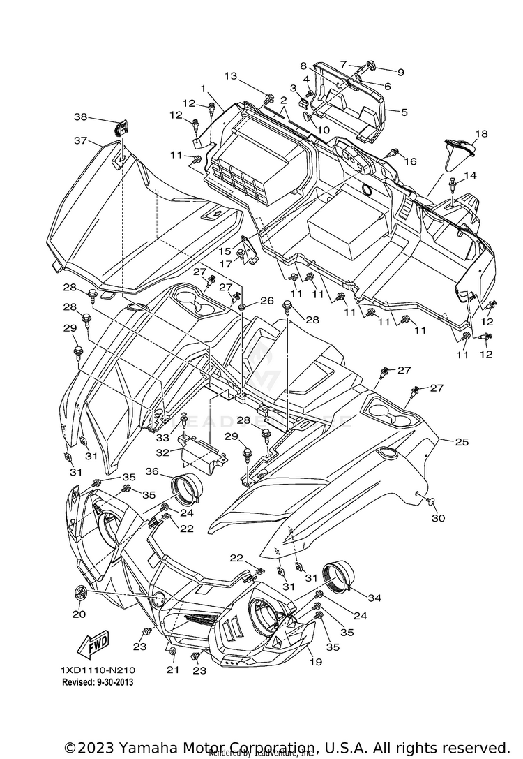 Front Fender VIKING 700 EPS - YXM700PEG - 2014 Schematic