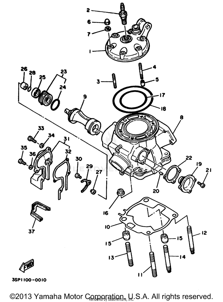 Cylinder Ehad YZ250E1 - 1993 Schematic