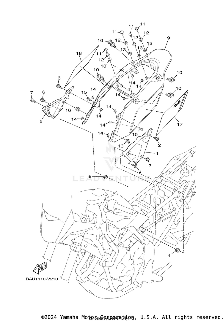 Side Cover TENERE 700 - XTZ7MCB - 2021 Schematic
