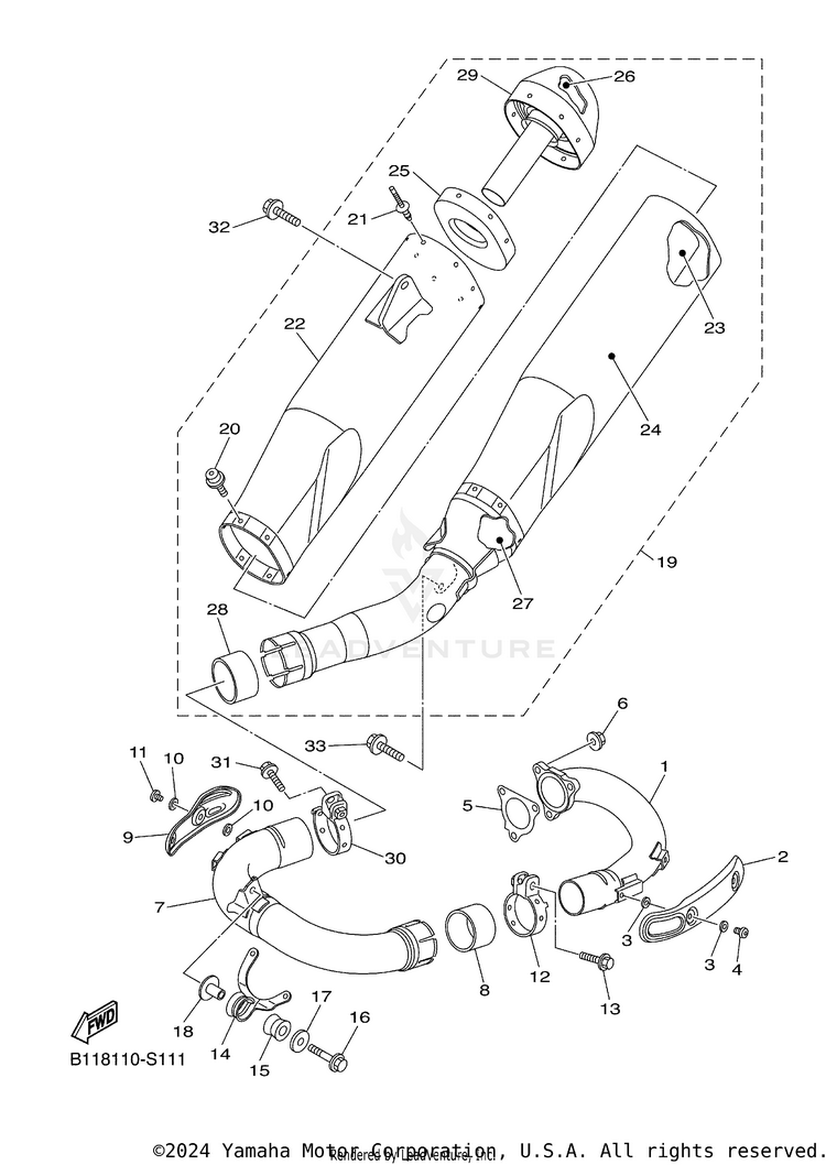 Exhaust YZ450F - YZ450FHL - 2017 Schematic