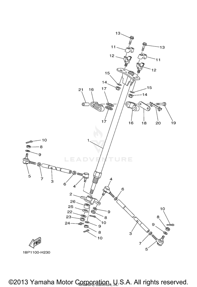 Steering YFZ450R (BLUISH WHITE SOLID 1) - YFZ450RYW - 2009 Schematic