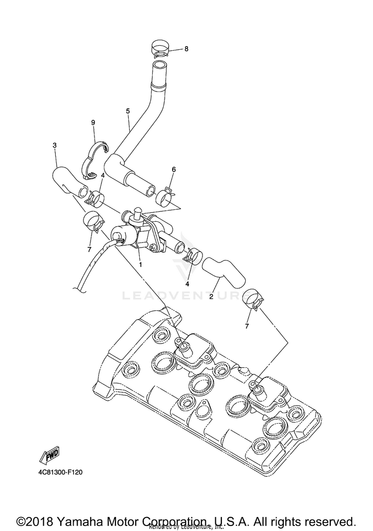 Air Induction System R1 - YZFR1XCB - 2008 Schematic