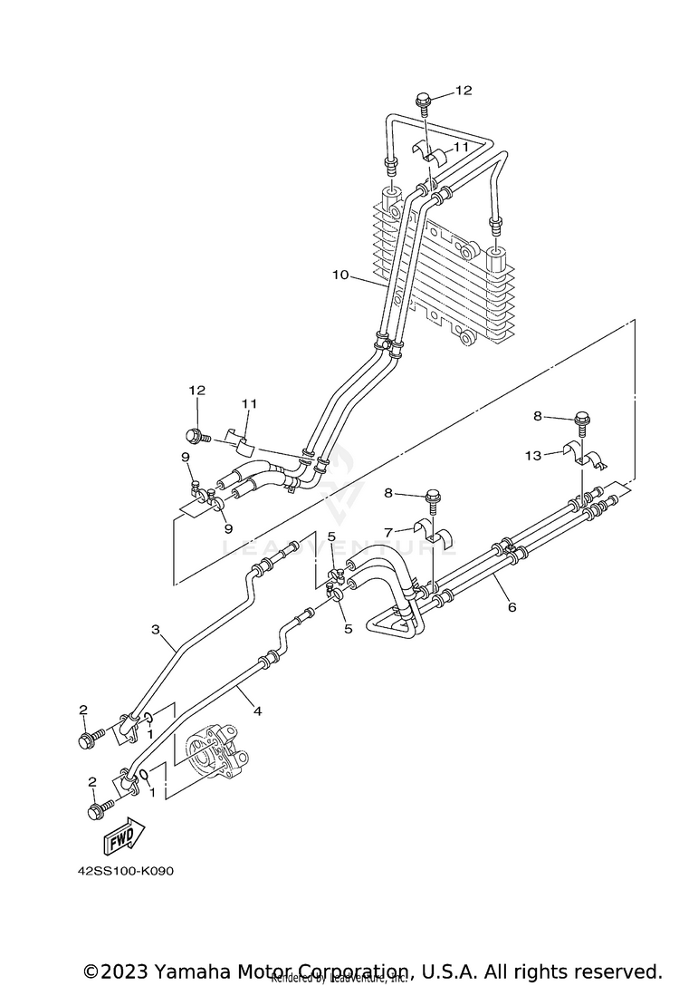 Oil Pipe RHINO 700 - YXR7FAGR - 2011 Schematic