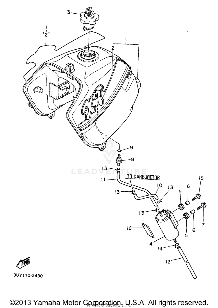 Fuel Tank California Model Only Schematic
