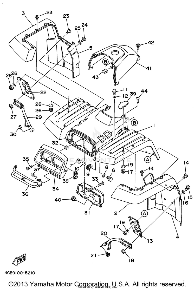 Front Fender KODIAK 4WD - YFM400FWG - 1995 Schematic