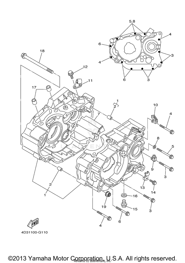 Crankcase RAPTOR 250 - YFM25RYL - 2009 Schematic