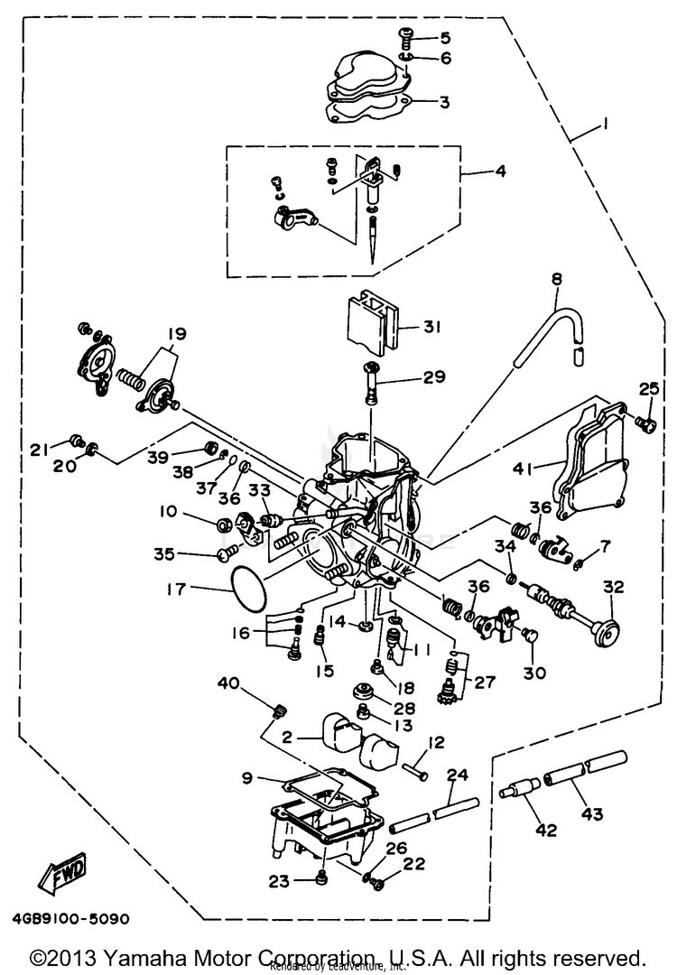 Carburetor BIG BEAR 2WD - YFM350UH - 1996 Schematic
