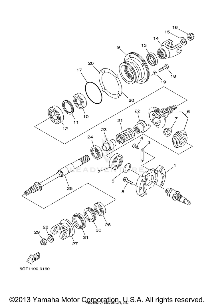 Middle Drive Gear GRIZZLY YFM600FHN GRIZZLY REALTREE HUNTER - YFM600FHN - 2001 Schematic