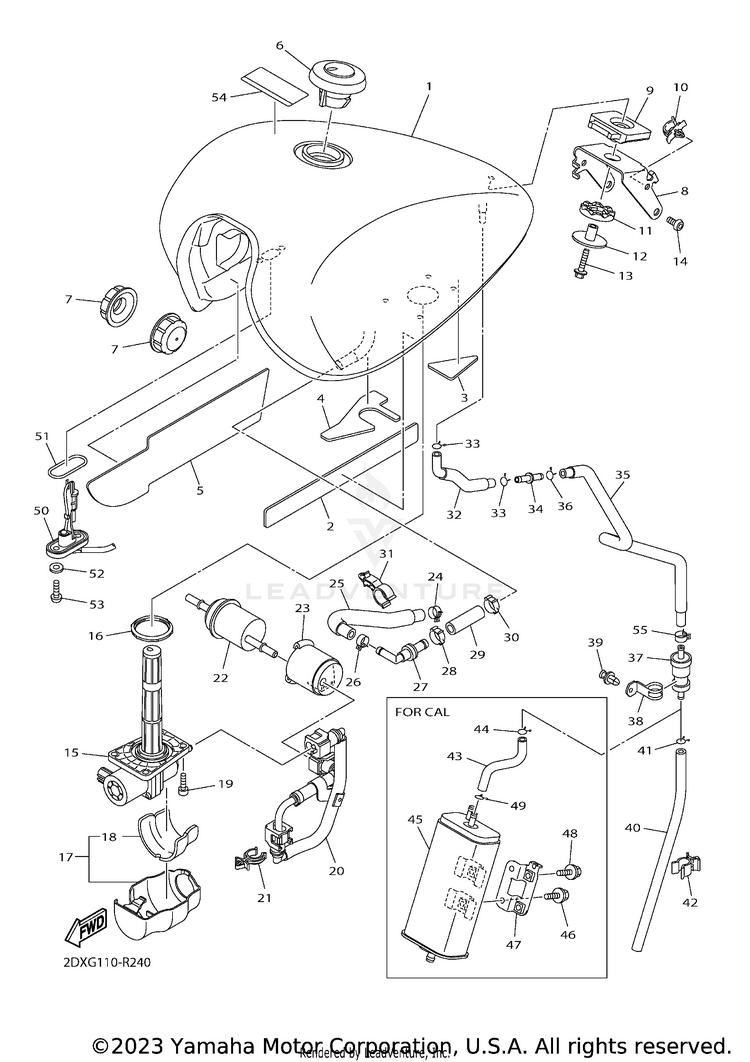 Fuel Tank BOLT R SPEC CA - XVS95CGCR - 2016 Schematic