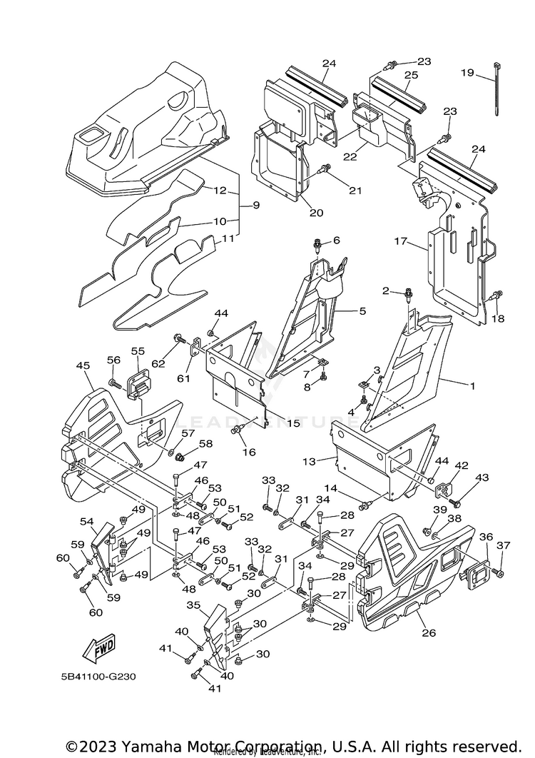 Side Cover RHINO 700 FI  SPECIA - YXR7FSEYB - 2009 Schematic