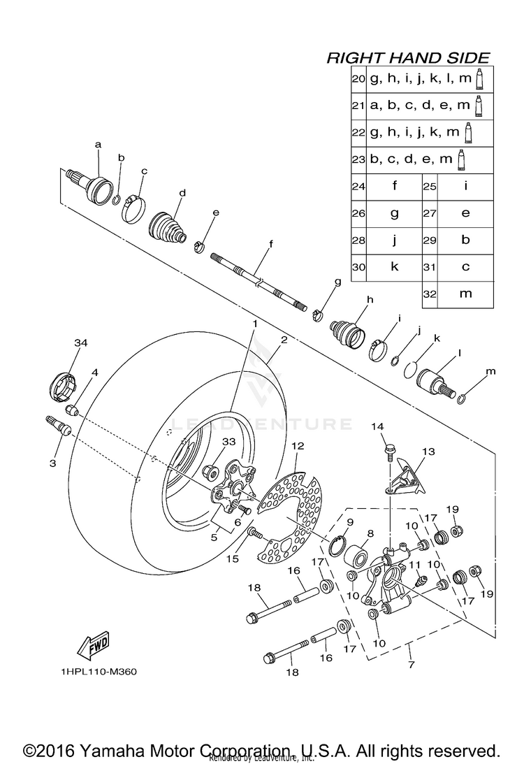 Rear Wheel 2 GRIZZLY 550 EPS 4WD - YFM5FGPDL - 2013 Schematic