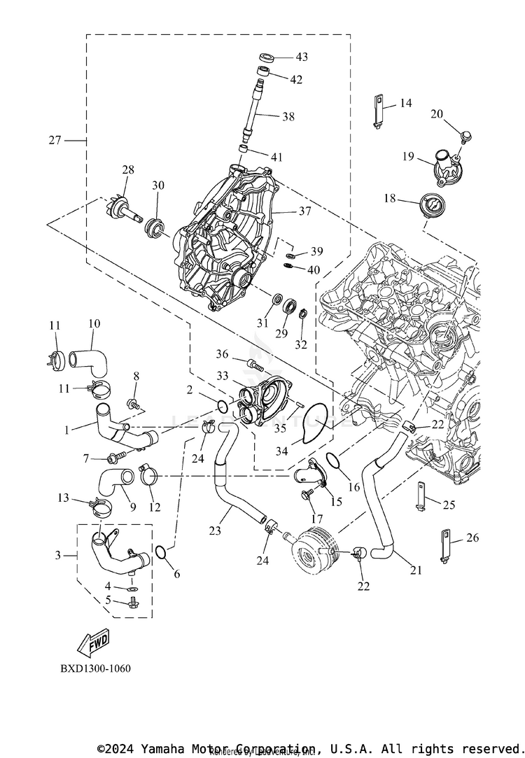 Water Pump TENERE 700 WORLD RAI - XTZ7WRTCB - 2026 Schematic